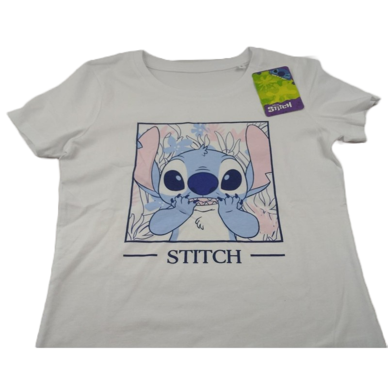 Camiseta Blanca Mujer Stitch Disney