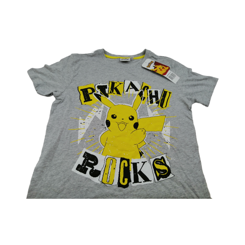 Camiseta Gris Pikachu Rocks Pokemon