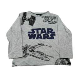 Camiseta Manga Larga Niño Gris Naves Star Wars