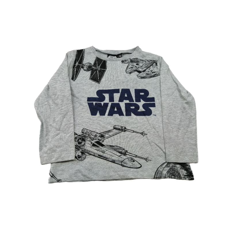 Camiseta Manga Larga Niño Gris Naves Star Wars