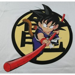 Camiseta Blanca Goku Palo Dragon Ball