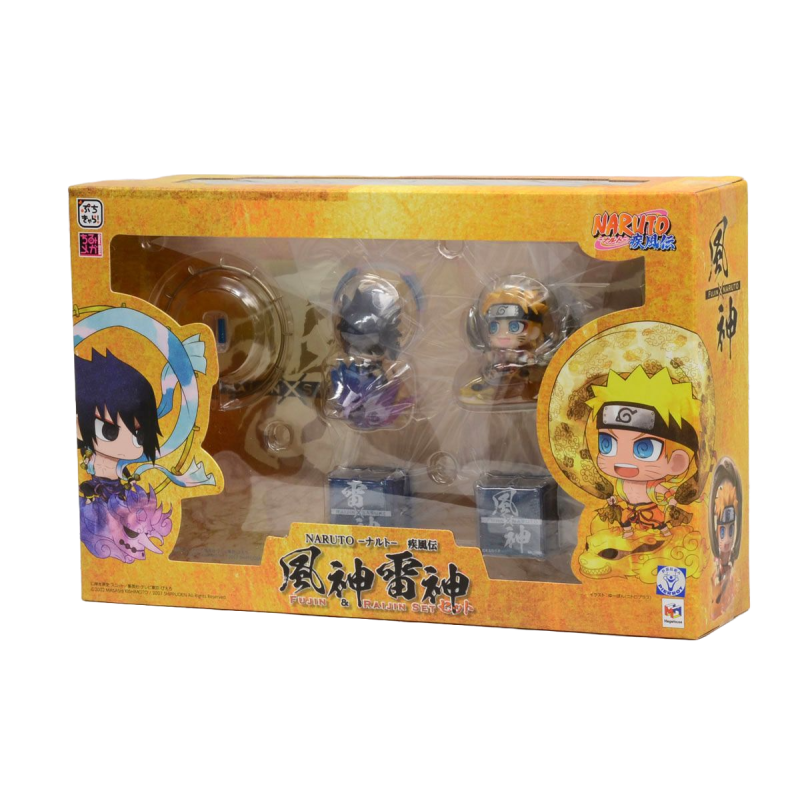 Pack 2 figuras Naruto Fujin y Sasuke Raijin 6 cm Megahouse Naruto Shippuden Petit Chara