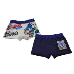 Pack 2 Boxers Niño Sonic Blanco y Azul Oscuro