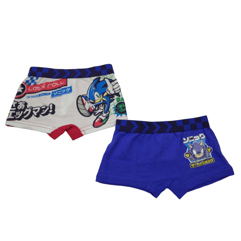 Pack 2 Boxers Niño Sonic Blanco y Azul Claro