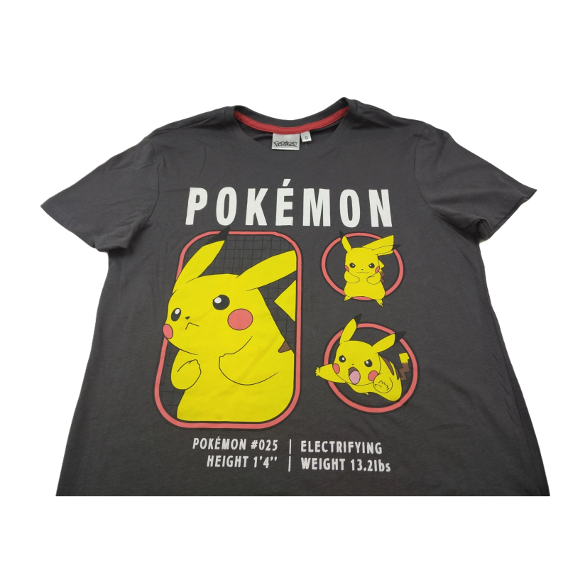 Camiseta Gris Pikachu Pokémon