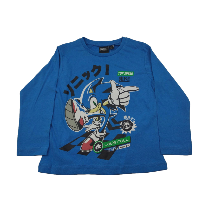 Camiseta Manga Larga Niño Azul Sonic