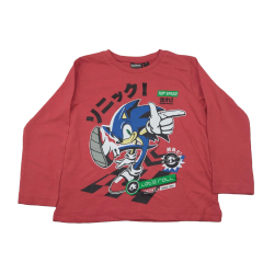 Camiseta Manga Larga Niño Roja Sonic