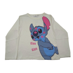 Camiseta Manga Larga Niña Blanca Stitch Disney