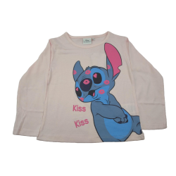 Camiseta Manga Larga Niña Rosa Stitch Disney