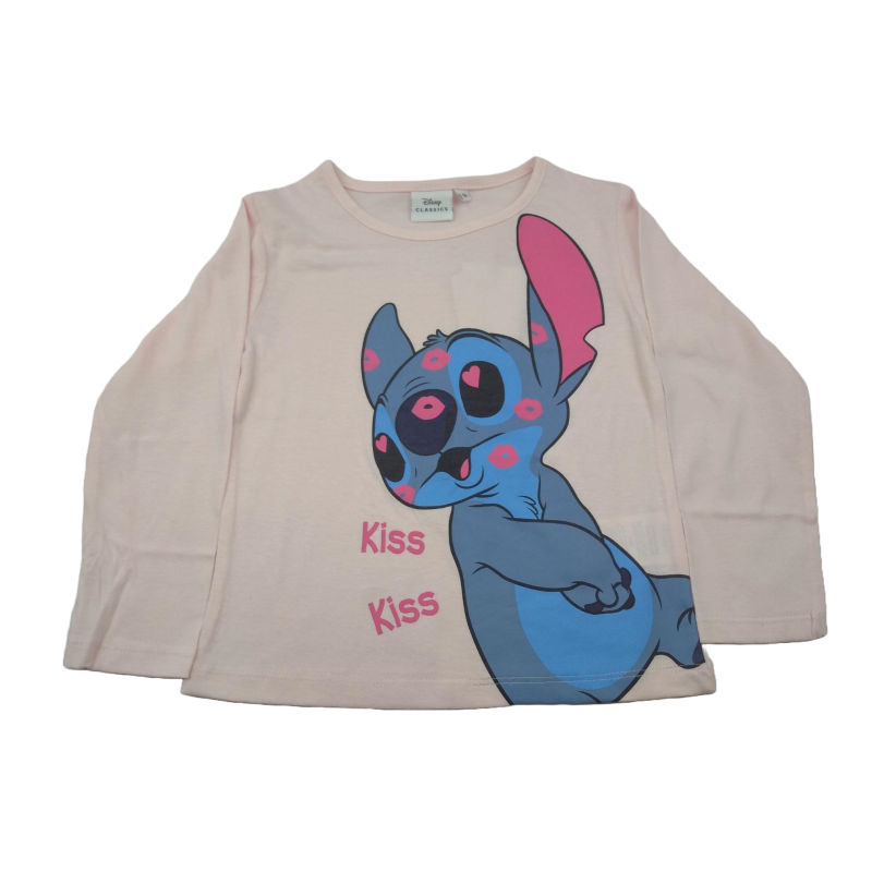 Camiseta Manga Larga Niña Rosa Stitch Disney