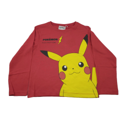 Camiseta Manga Larga Niño Roja Pikachu Pokémon