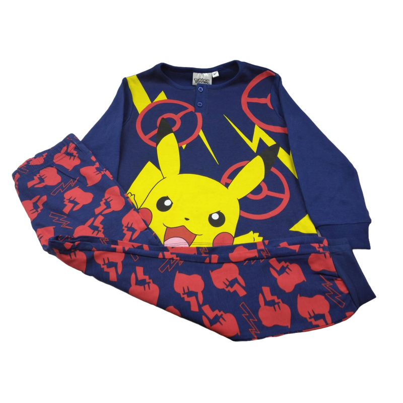 Pijama Largo Niño Azul Oscuro Pikachu Pokémon