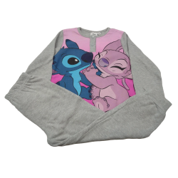 Pijama Largo Niño Gris Stitch y Angel Disney