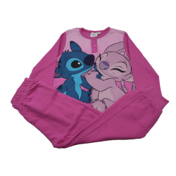 Pijama Largo Niño Rosa Stitch y Angel Disney