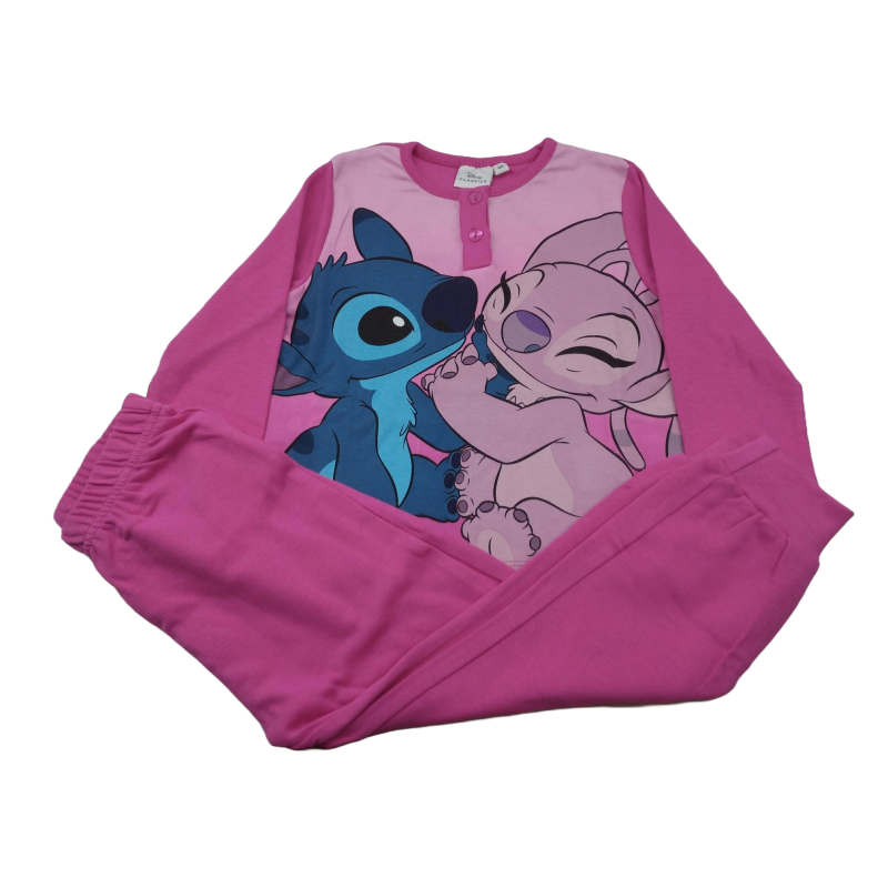 Pijama Largo Niño Rosa Stitch y Angel Disney