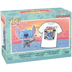 Pack Figura POP Stitch con Ukelele (Terciopelo) & Camiseta Stitch Disney