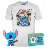 Pack Figura POP Stitch cun Ukelele (Terciopelo) & Camiseta Stitch Disney