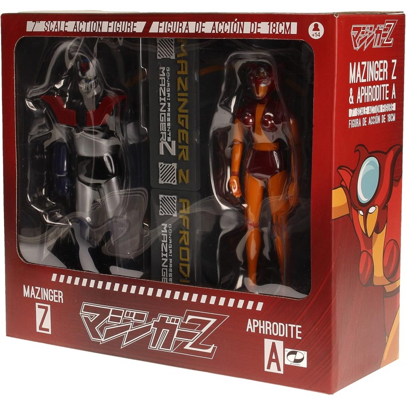 Set 2 Figuras Coleccionables Mazinger Z y Afrodita A con Peana de Exposición, 18 cm y 15 cm