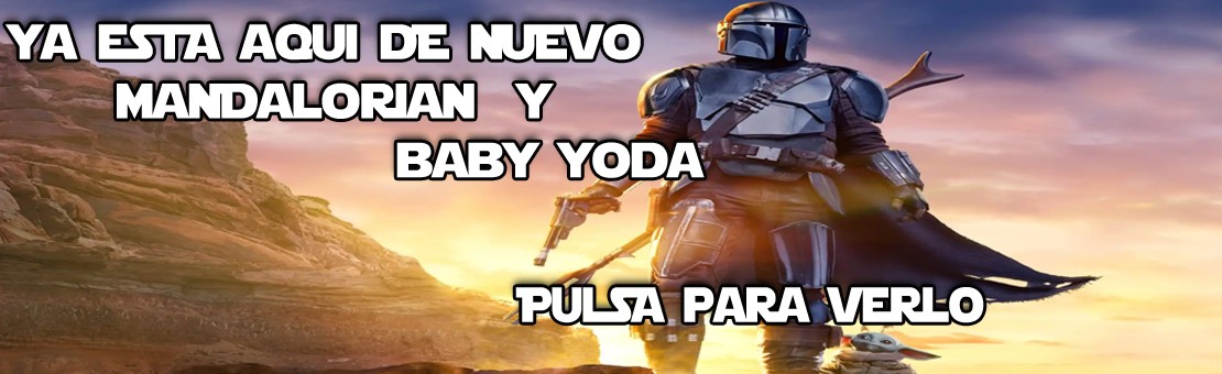 Mandalorian y Baby Yoda en la casa del friki